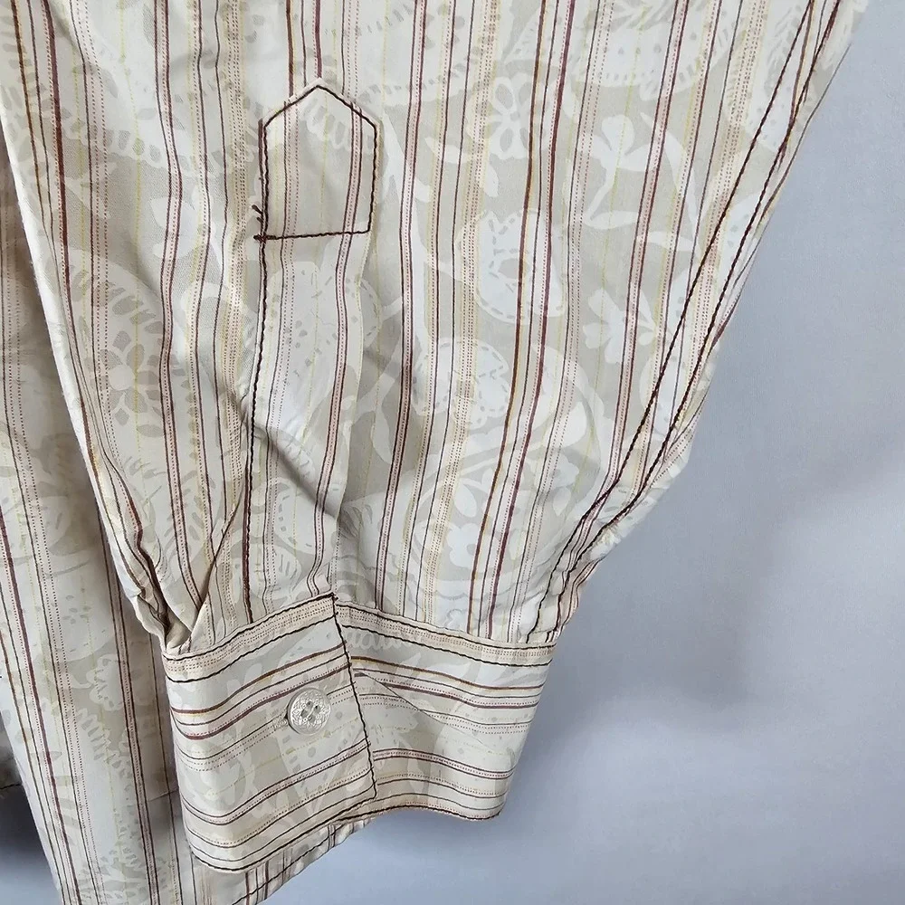 Solitude Mens Collared‎ Button Down Long Sleeve Size XXL Striped & Floral Cotton